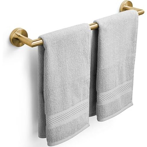 Brushed Gold Bath Towel Bar 18 Inch Bathroom Towel Rack Wall Mounted Towel Holder Modern Home Decor Towel Rod Bathroom Hardware Gold Towel Hanger Towel Rail Towel Shelf Single Towel Bars Brushed Brass