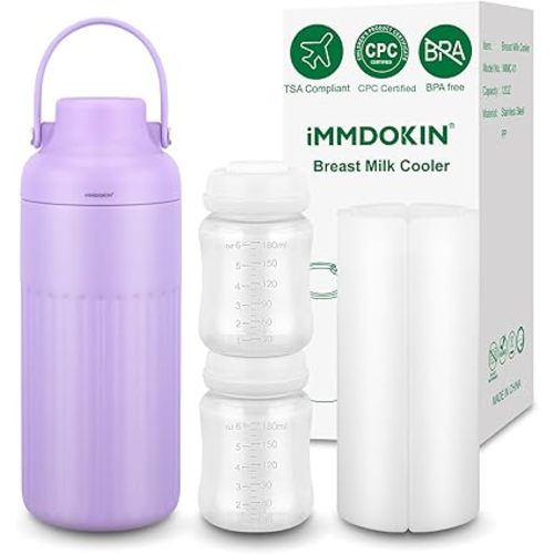 Compact Breast Milk Cooler Bottle, 12oz Portable Breastmilk Cooler with 2 Storage Bottles, 30H Cold Storage Breast Milk Chiller for Travel & Outdoor Use, Leakproof Reusable for Breastfeeding Moms