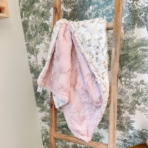 Personalized Baby Blanket, Snow Owl Natural Minky and You Choose Minky Color, Newborn Boy gift, Baby Shower Gift, Neutral Baby Shower Gift