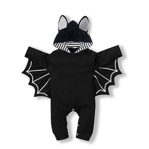 Rutoe My First Halloween Outfit Newborn Baby Boy Clothes Cosplay Infant Bat Costume Hoodie Romper 0-12 Months