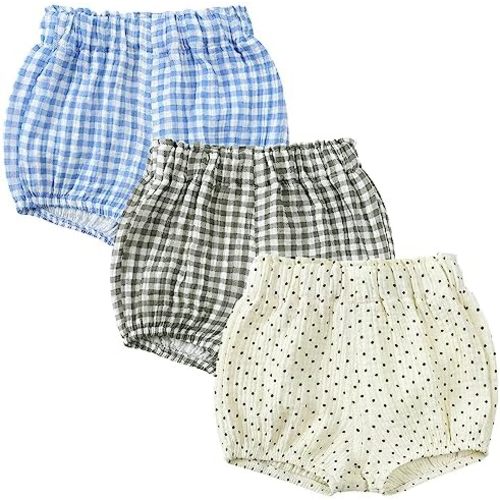 3PC Shorts Set Newborn Baby Girls Boys Pants Cotton Linen Blend Cute Floral Bloomers Triangle Shorts