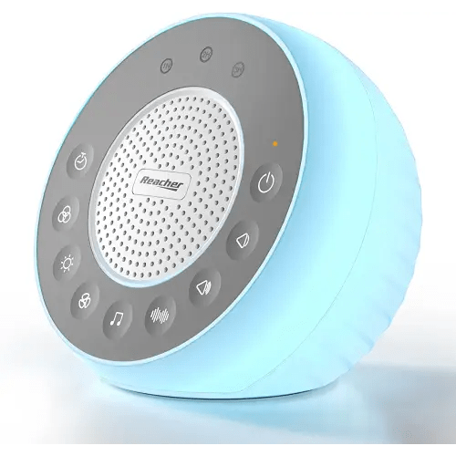 REACHER R2 White Noise Machine and Night Light with 31 Soothing Sounds, 0-100 Dimmable Color Changing Light, Sleep Timer for Sleeping, Feeding, for Baby, Kids, Adult,Bedside Table