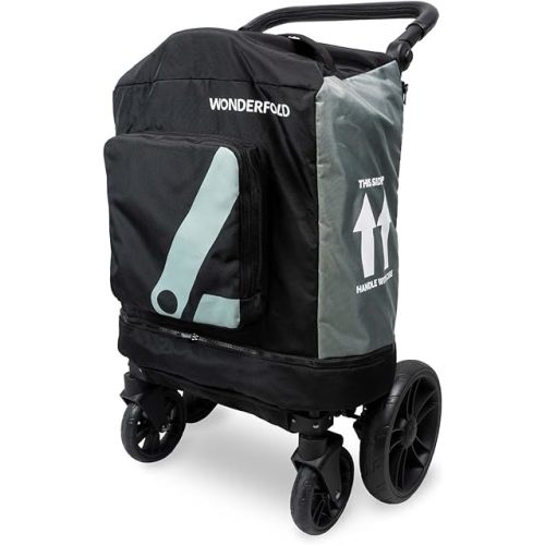WONDERFOLD Stroller Wagon Travel Cover Featuring Front Storage Pocket, Inner Storage Pocket for Rear Basket and Canopy, and an Optional Wheel Cover (Fits Only W4)