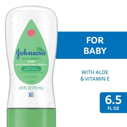 Johnson's Baby Body Moisturizing Mineral Oil Gel, Aloe Vera & Vitamin E, For Kids, Soothing, 6.5 fl oz