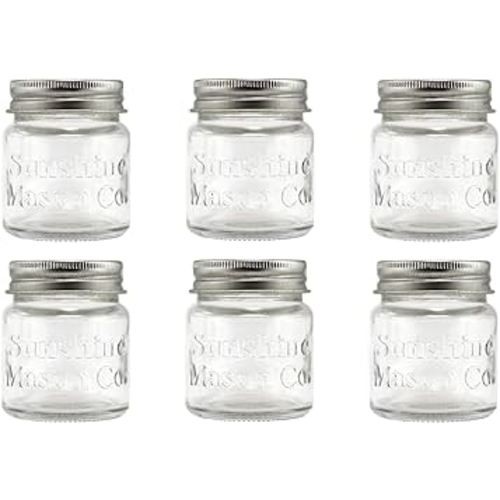 Mini Mason Jar Shot Glasses with Metal Lid 2 Ounces, 6 Pieces