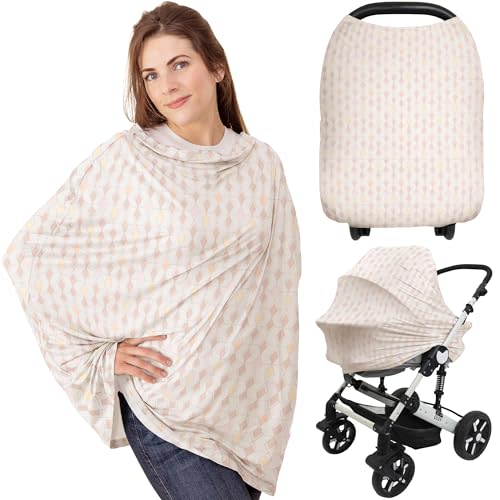 Car Seat Covers for Babies - Nursing Covers for Breastfeeding, Baby Car Seat Canopy for Girls, Boys, Nursing Essentials for Breastfeeding Women, Infant Stroller Privacy Protection (Prism)