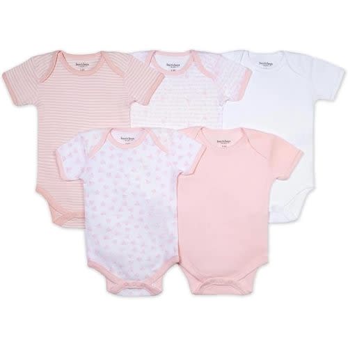 12 months Burt's Bees Baby Unisex Organic Cotton Short and Long Sleeve Bodysuits, 5-Pack
