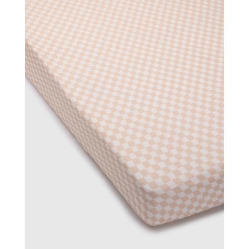 Muslin Fitted Crib Sheet - Pink Checkerboard