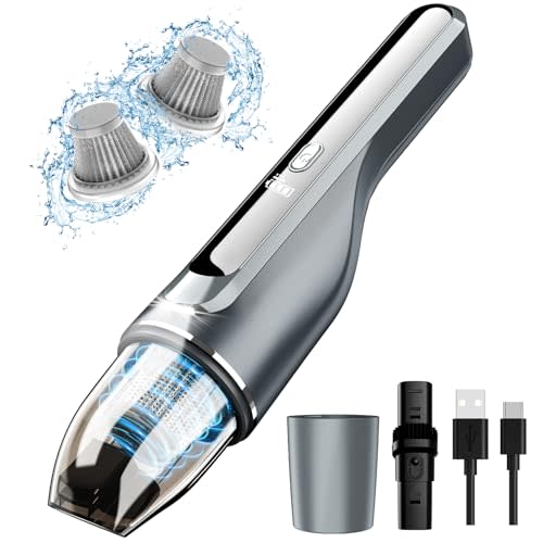 DRECELL Handheld Vacuum Cordless, Car Vacuum with Brushless Motor & 14KPa Suction, 1.2lbs Lightweight, LED Light, Slim Mini Vacuum Cleaner for Car Home Pet - Grey
