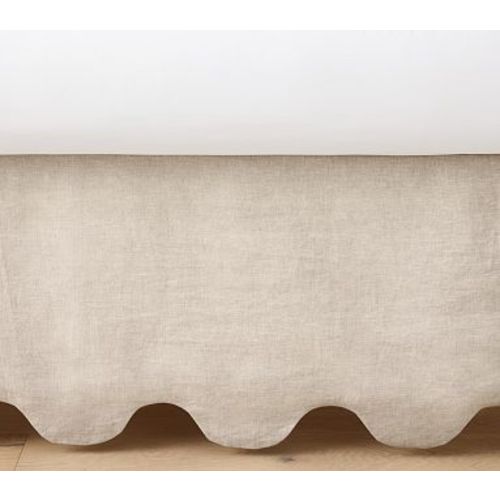 Scalloped European Linen Crib Skirt , Flax