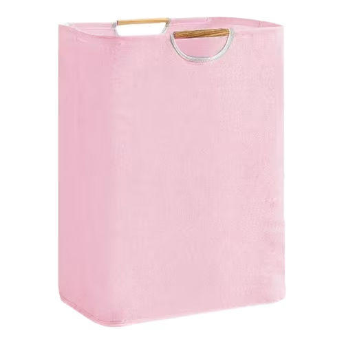 WANGJING 1PC Collapsible Laundry Hamper, 80L Large Foldable Clothes Basket with Handles & Frame, Fabric Storage Bin for Bedroom, Laundry Room, Dorm, Beige, Black, Charcoal, Gray, Khaki,Gray, Pink