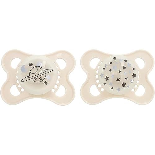 MAM Night Pacifiers - 2pk with Sterilizing Box, 0-6 Months, Glow in the Dark