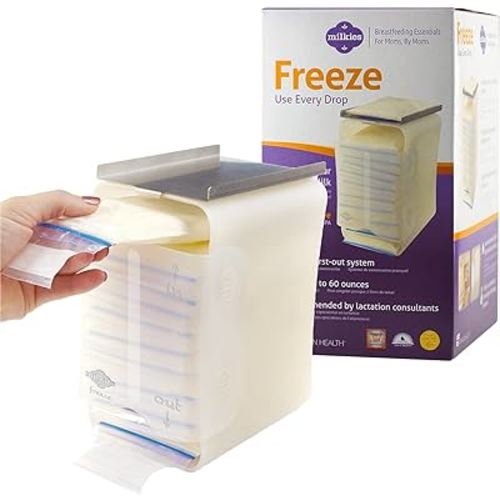 Fairhaven Health Milkies Freeze Organizer for Breast Milk Storage Bags, Container Storing System for Freezing Breastmilk to Feed Baby, Reusable Breastfeeding Accessories, Use with Standard Milk Bags
