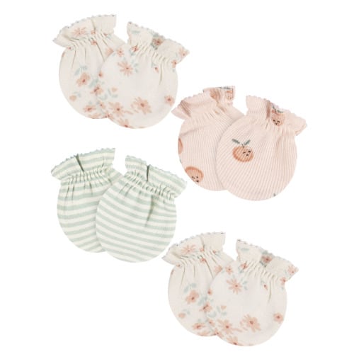 Gerber Baby Boy or Girl Unisex Mittens, 4-Pack, Sizes 0-3 Months