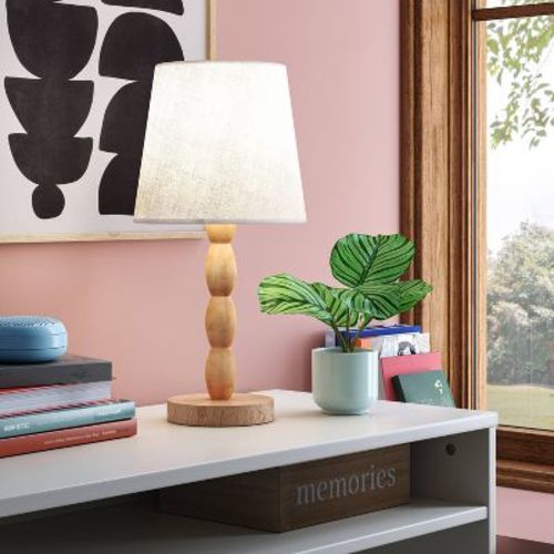 Turned Wood Stick Lamp Brown - Room Essentials™: Modern Accent Table, Etl Listed, No Bulb Included