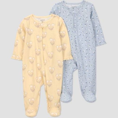 Carter's Just One You® Baby Girls' 2pk Floral Sleep N' Play - Yellow/Blue 3M