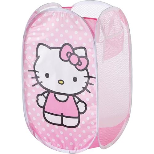 Sanrio Hello Kitty Pop-Up Hamper,Collapsible Laundry Basket with Durable Handles,Lightweight Storage Bin for Kids' Bedroom, Nursery, or Playroom,Pink