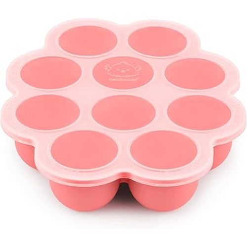 KeaBabies Silicone Baby Food Freezer Tray with Clip-on Lid, 2oz x 10 Pods Baby Food Freezer Molds, Breast Milk Freezer Tray, Dishwasher, Microwave, BPA-Free Baby Food Storage Tray (Blossom)