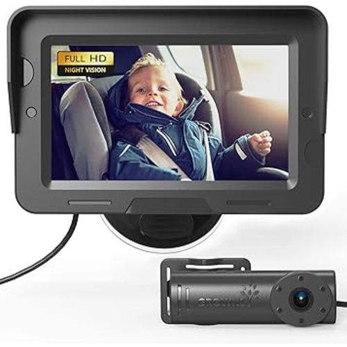 Grownsy Upgraded Baby Car Camera, HD Display Baby Monitor with Clear Night Vision, Baby Car Seat Mirror Camera Rear Facing with Wide View Angle to Observe Baby's Every Move