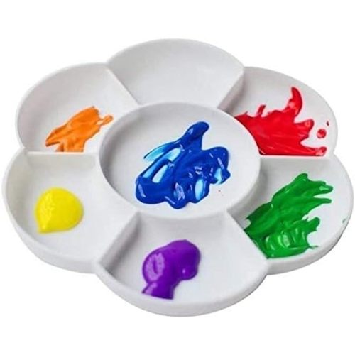 2pcs Paint Pallet, 6.5" Plastic Paint Tray Reusable Flower Paint Palette for Kids Acrylic Watercolor Oil Painting Color Mixing DIY Art Craft, Easy to Wash
