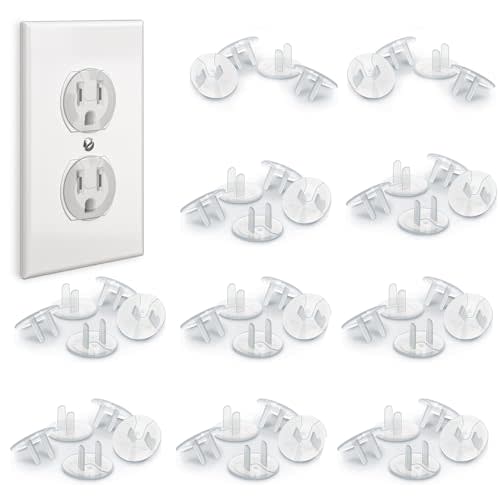 BABY PROOF ME 48 Pack Outlet Covers Baby Proofing, Provide Shock Prevention and Easy Installation, Safe and Secure Plastic Plug Covers for Power Sockets (48 Outlet Covers)