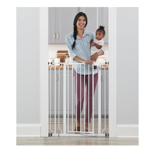 Regalo Easy Step 36" Extra Tall Walk Thru Baby Gate, Includes 4-Inch Extension Kit, 4 Pack of Pressure Mount Kit and 4 Pack Wall Cups and Mounting Kit, White
