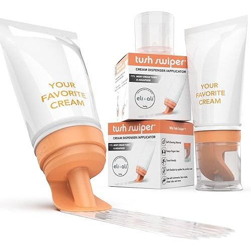 Eli & Ali Tush Swiper - Diaper Rash Cream & Butt Paste Applicator - Universal Fit for Most Diaper Creams | Mess-Free & Hygienic Alternative to Cream Spatula - Carry Less Baby Gear - Orange, 2 Pack