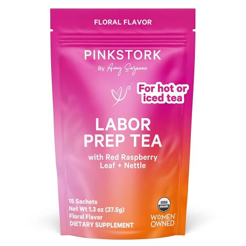Pink Stork Organic Labor Prep Tea - Red Raspberry Leaf with Chamomile and Rosehip, Pregnancy Must Haves, Postpartum Essentials, Third Trimester - 15 Sachets