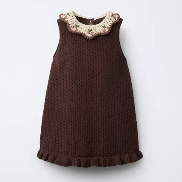 CROCHET DETAIL KNIT DRESS - Chocolate | ZARA United States
