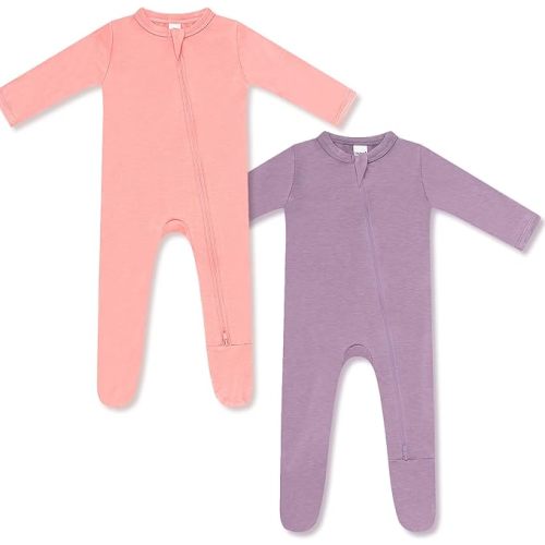 HAPIU Rayon from Bamboo Baby Footed Pajamas, 2 Way Zipper YKK, Footie for Baby Boy Girls, Newborn-24 Months - 3-6 Months