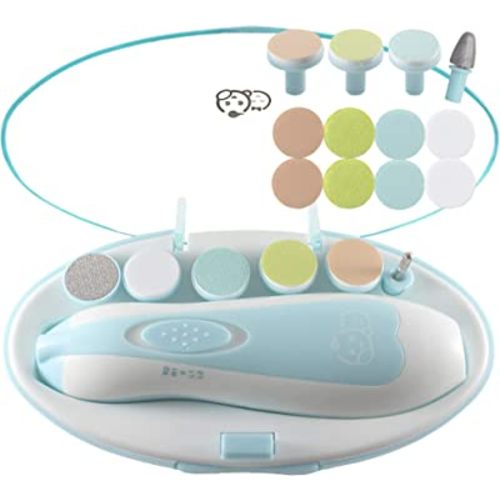 Baby Nail Clippers 20 in 1 by Royal Angels Baby | Safe Electric Baby Nail Trimmer, Baby Nail File Kit, Additional Replacement Heads, Newborn Toddler Toes and Fingernails, Trim and Polish (Blue)