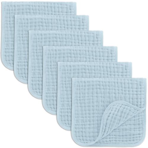 Muslin Burp Cloths Large 100% Cotton By Comfy Cubs (pacific Blue, Pack Of 6)