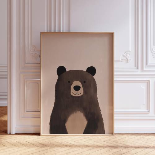 Cute Bear Print | Woodland Nursery Print for Boys | Gender Neutral Nursery Bear Wall Art  | Mountain Nursery Print | Kids Room Animal Print