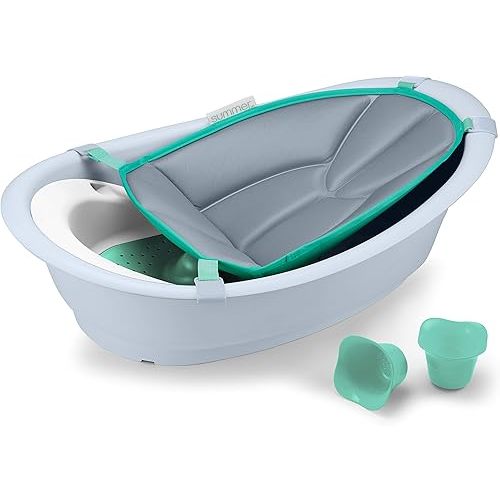 Summer Infant Gentle Support Multi-Stage Tub - For Ages 0-24 Months - Includes Soft Support, Two Bath Toys, A Hook for Storage and Dying, and a Drain Plug