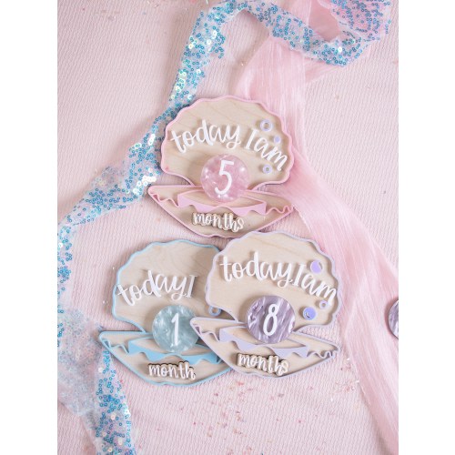 monthly milestone, wood milestone set, new baby milestone set, baby&#39;s first year set, wood monthly milestones, mermaid nursery, mermaid