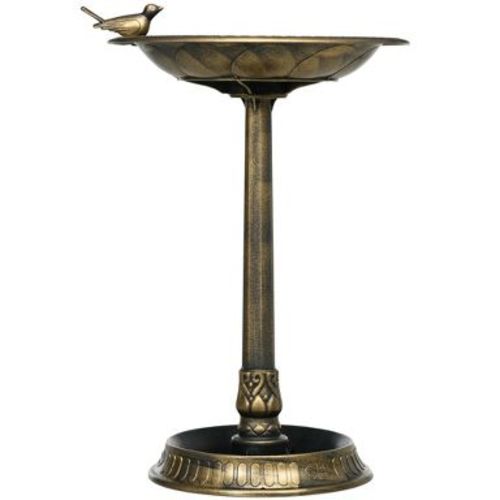 28" Antique Bird Bath Decorative Birdbath Bird Feeder Bowl with Planter Pedestal and Bird Statues