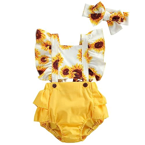 Mubineo Baby Girl Summer Fruit Rompers Clothes Newborn Outfits Flower Ruffle Sleeveless Romper Overalls
