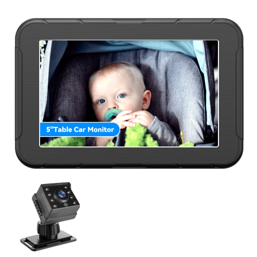 1080P Baby Car Camera for Rear Seat, 5” HD Baby Car Mirror Monitor with IR Night Vision Camera, Night Vision and 150° Wide Angle, Easy to Install Baby Car Mirror Camera