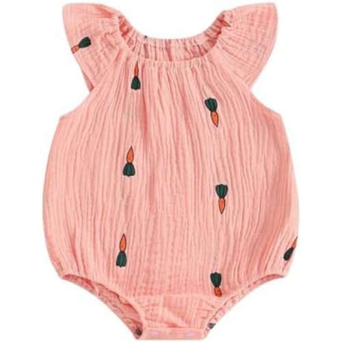Fanvereka Infant Newborn Baby Girl Summer Romper Toddler Girls Bodysuit Cherry Sleeveless Jumpsuit Playsuit Clothing