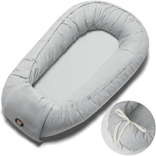 Baby Lounger Pillow, Adjustable Baby Lounger for Newborn 0-24 Months, Breathable & Soft Infant Lounger, Tummy Time Baby Lounger for Home and Travel, Baby Girls & Boys Babies Stuff, Grey