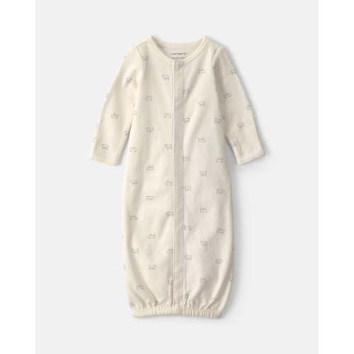 Baby Bear Long-Sleeve Sleeper Gown - Cream