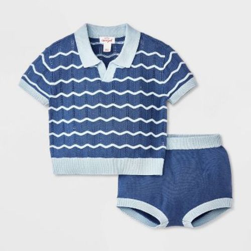 Baby Wave Sweater Top & Bottom Set - Cat & Jack™ Blue 0-3m