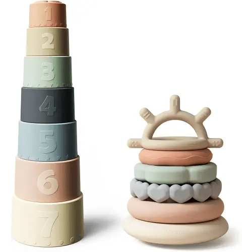 Moonkie Stacking Baby Toy, Eductional Soft Teething Toy with 7 Piece