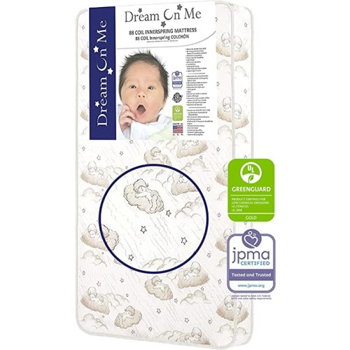 Dream On Me Twilight 5” 88 Coil Inner Spring Crib And Toddler Mattress, Greenguard Gold Certified, 10 Year Limited Warranty, Waterproof Vinyl Cover, Made In The U.S.A, Support And Comfort