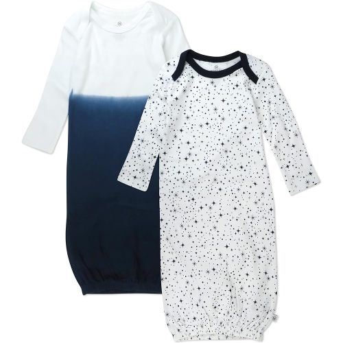 HonestBaby 2-Pack Sleeper Gowns Layette Sets 100% Organic Cotton for Newborn Baby Boys, Girls, Unisex