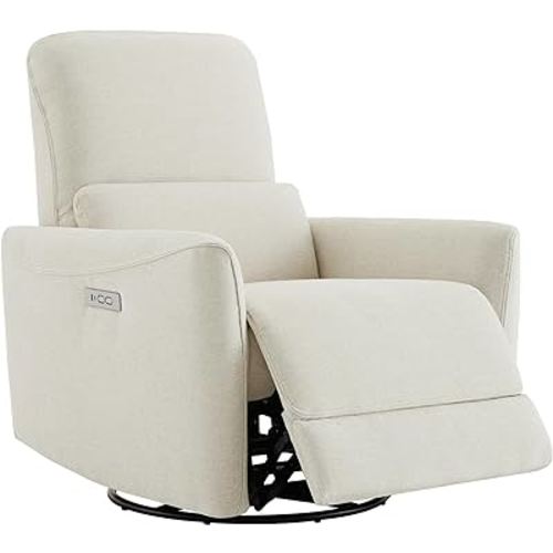 CHITA Power Recliner Chair Swivel Glider, FSC Certified Upholstered Living Room Reclining Sofa Chair with Lumbar Support, Linen
