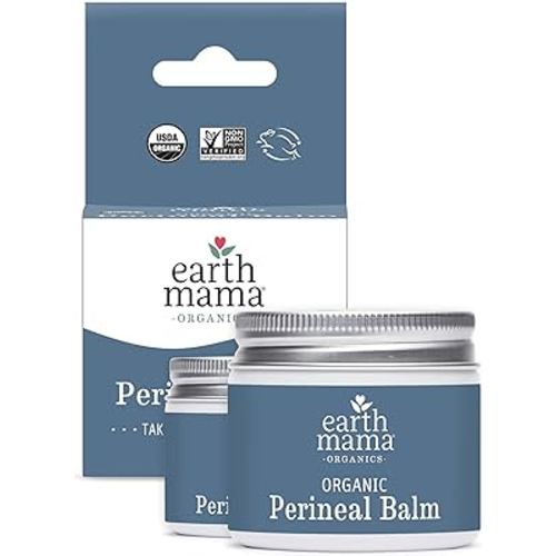 Earth Mama Organic Perineal Balm | Naturally Cooling Herbal Salve for Pregnancy and Postpartum Relief with Witch Hazel & Calendula, Feminine Care Essentials, Benzocaine & Butane Free, 2-FL OZ (2-Pk)
