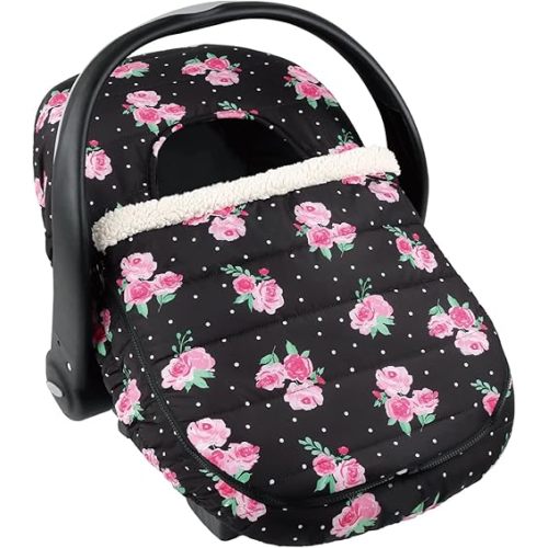 The Peanutshell Car Seat Cover - Protective Covers for Baby Girl, Easy to Clean Accessories, Weather-Resistant Infant Winter Car Seat for Baby Carseat - Floral Rose