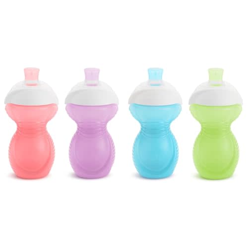 Munchkin Click Lock Bite Proof Sippy Cup 9 Ounce 2 Pack Pink/Purple and 2 Count Blue/Green