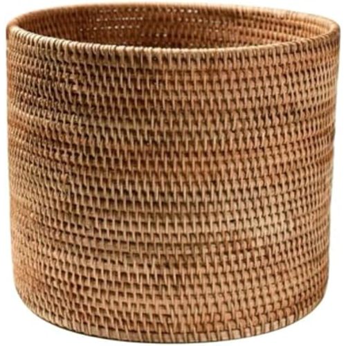 Basket Baskets Wicker Woven Storage Rattan Round Can Trash Fruit Seagrass Empty Bread Large Laundry Planter Blankets Gifts (24X24CM)